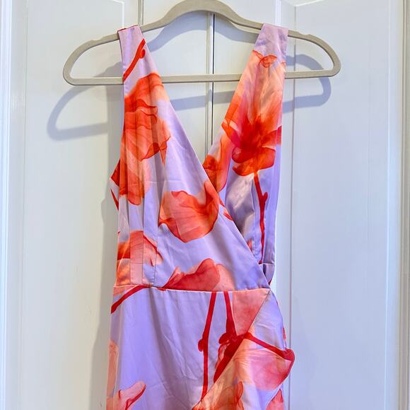 Hutch Isadora Women's Floral Maxi Wrap Dress Hutch High Low Satin Size L NWT - Picture 6 of 12